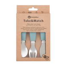 PETITE&MARS Sada príborov z nehrdzavejúcej ocele Take&Match Frosted Sky 12m+