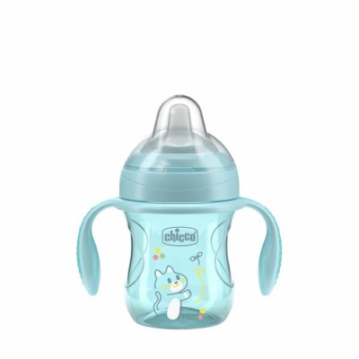 CHICCO Šalica za učenje Transition s ručkama teal, 4mj+