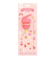 A Little Lovely Company - bouchon, brosse et paille pour gourde en acier inoxydable - glace