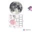 Wandaufkleber - Mond und Mädchen auf einer Leiter