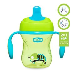 Kubek treningowy CHICCO z uchwytami 200 ml zielony 6m+