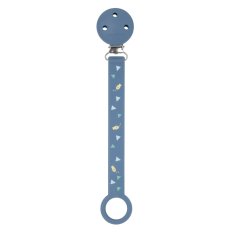 Attache-tétine NATTOU en silicone imprimé bleu foncé