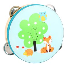 small foot Tambourin en bois avec renard