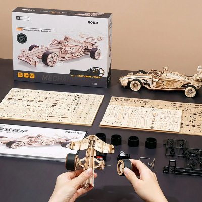RoboTime 3D lesena sestavljanka Dirkalni avto