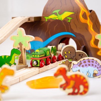 Bigjigs Rail Drewniana kolejka dinozaury