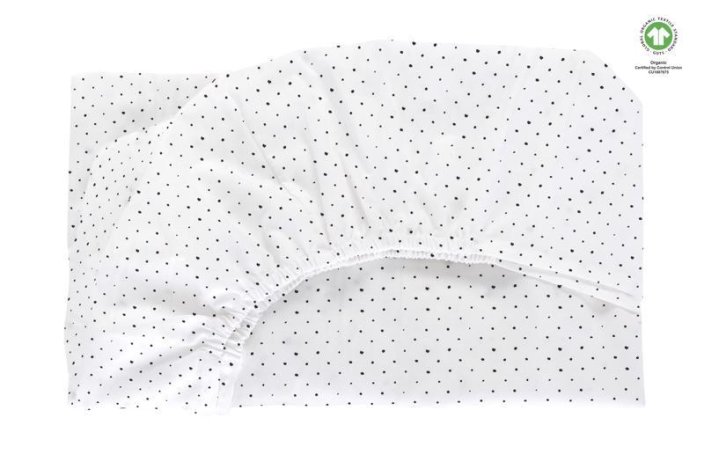 MATERNITATEA Cearceaf de pat cu elastic BIO Black Dots 60x120 cm