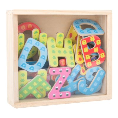 small foot Drewniane kolorowe literki magnetyczne 37 szt.