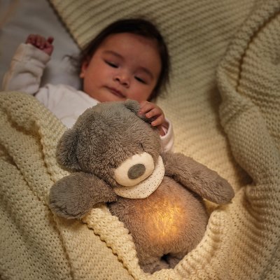 NATTOU Uspáváček plyšový hudební se světýlkem a senzorem pláče 4v1 Sleepy Bunny Pale Brown 0m+