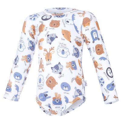 Body T-shirt deslizante IMPRESSÃO Outlast® - animais coloridos brancos