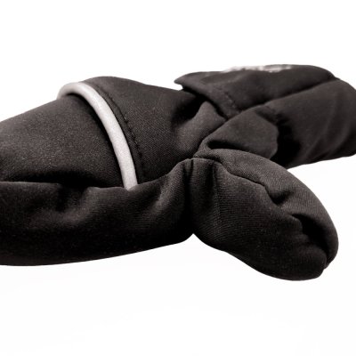 Guanti con pollice in softshell STRETCH Outlast® - nero-ricamo grigio