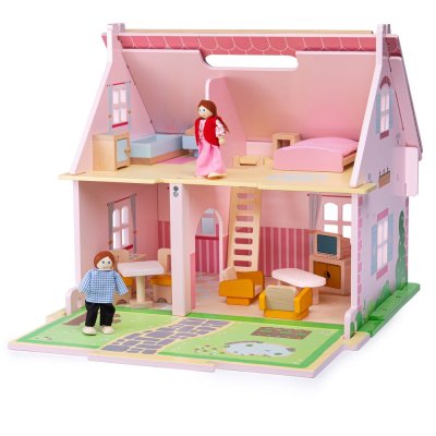 Bigjigs Toys Tragbares Holzpuppenhaus