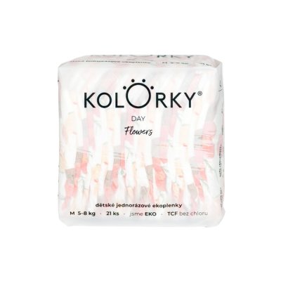 KOLORKY DAY Windeln Einweg Öko, Blumen M (5-8 kg) 21 Stk