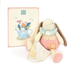 Doudou Geschenkset Rosa Häschen Ciboulette mit Decke 28 cm