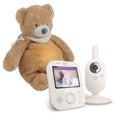 Philips AVENT Monitor de bebê vídeo SCD891/26+NATTOU Chupeta 4 em 1 Sleepy Bear Castanho Pálido 0m+