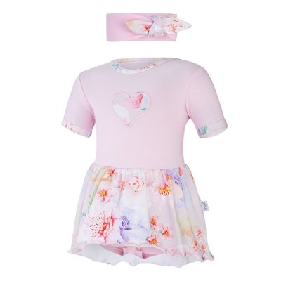 Body Kleid dünnes KR Set Outlast® - rosa Baby/hellrosa Blumen