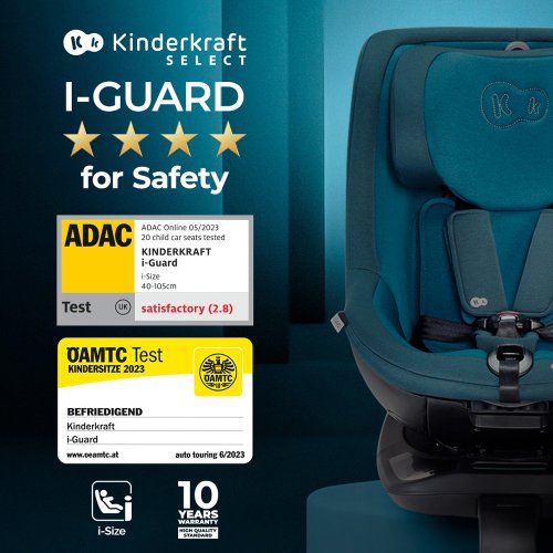 KINDERKRAFT SELECT Fotelik samochodowy I-GUARD i-Size 40-105 cm Grafit Czarny, Premium