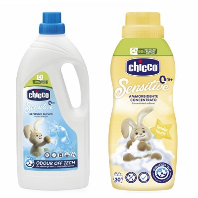 CHICCO Detergent za pranje perila za otroke Sensitive 1,5 l + Mehčalec konc. Nežen dotik 750 ml