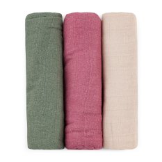 PETITE&MARS Sada plienok bambusová mušelínová 3ks Moussy Botanic Tones 68 x 68 cm