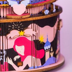 RoboTime 3D dřevěná skládačka hrací skříňky Veselý kolotoč