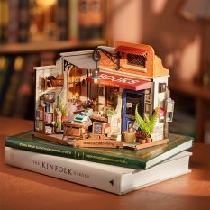 Puzzle 3D en bois RoboTime Miniature de maison Librairie au coin de la rue