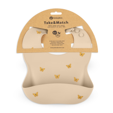 PETITE&MARS Bib szilikon Take&Match Sand Butterflies 6m+