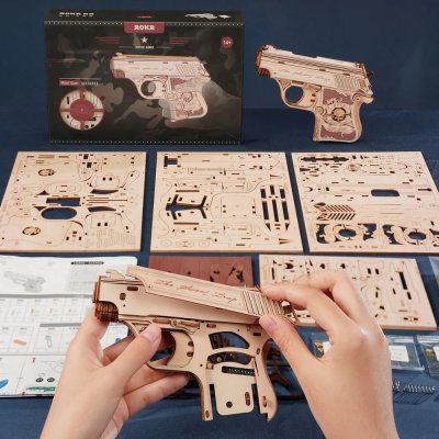 RoboTime 3D lesena sestavljanka Mini pištola Justice Guard