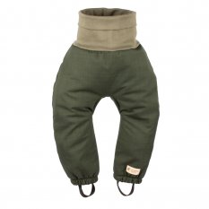 Dětské rostoucí zimní softshellové kalhoty s beránkem Monkey Mum® - Khaki mysliveček