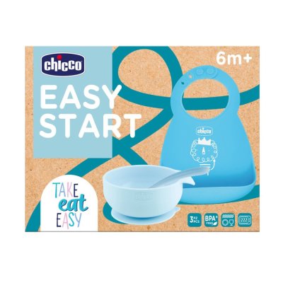 CHICCO Silikon-Esslernset - blau, 6m+