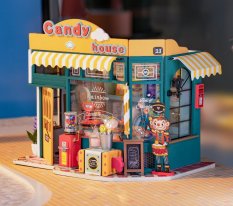 RoboTime Puzle 3D de madera Miniatura de casa de muñecas Confitería