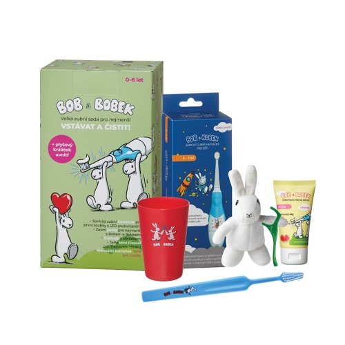 BOB AND BOBEK Coffret cadeau - Grand coffret dentaire pour les plus petits avec une brosse à dents sonique bleue