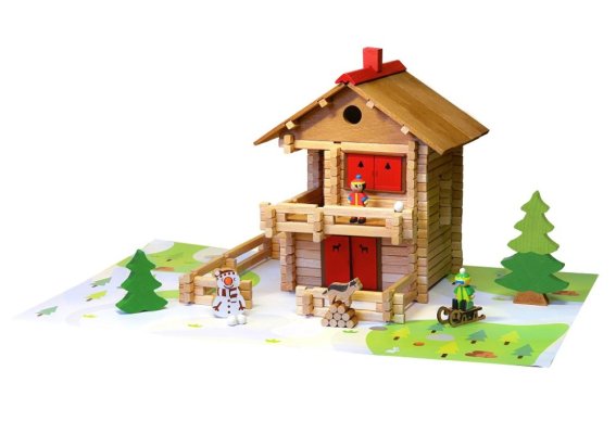 Jeujura Jeu de construction en bois 215 pièces Grand chalet alpin