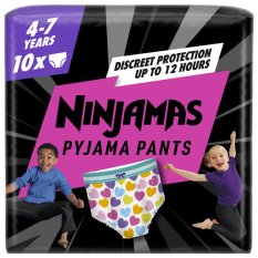 NINJAMAS Pantalón de pijama Corazones, 10 piezas, 7 años, 17kg-30kg