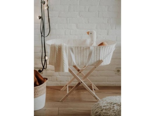 AHOJBABY Kosz Mojżesza dla niemowląt Paper Dream white + materac Airdream