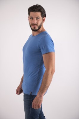 Moška KR tanka majica z U izrezom Outlast® - modri melange