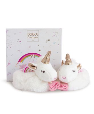 Set cadou Doudou - Set botoșei cu zornăitoare unicorn 0-6 luni