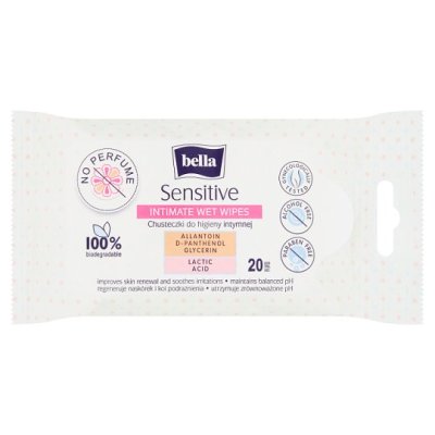 2x BELLA Intimate wet wipes Sensitive 20 pcs