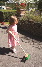 Bigjigs Toys Garden Broom with Long Handle Green