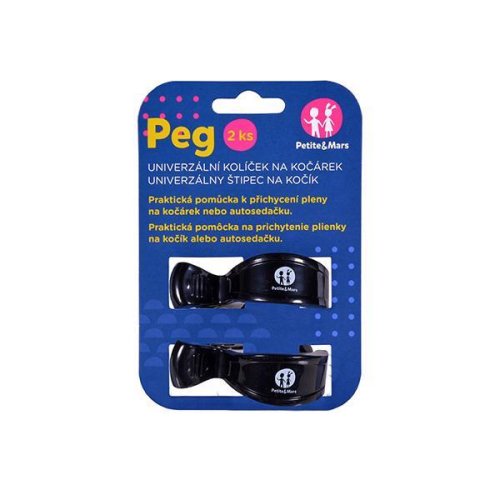 PETITE&MARS Kolíček Peg na kočík (2 ks) Black