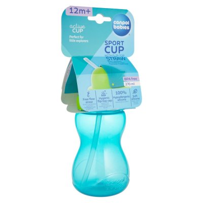CANPOL BABIES Láhev sportovní se slámkou malá- modrá 270 ml