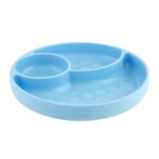 CHICCO Assiette en silicone, bleu-vert 12m+