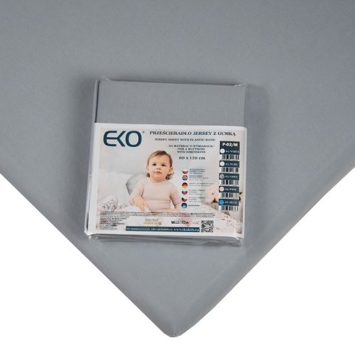 EKO Sheet with rubber jersey gray 120x60 cm