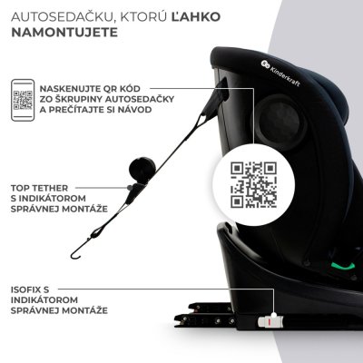 KINDERKRAFT Seggiolino auto I-Grow i-Size 40-150 cm Nero