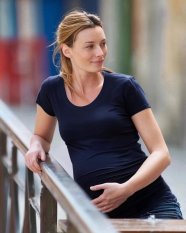 Těhotenské tričko Johanka, krátký rukáv, tmavě modré