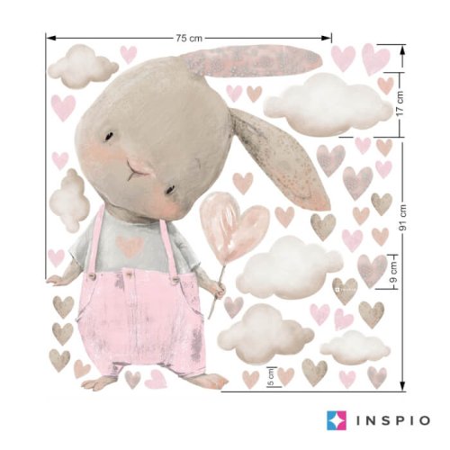 Стикери за бебешка кошара - Зайче в пастелно розово