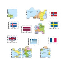 Larsen Puzzle éducatif Europe Carte et drapeaux 70 pièces