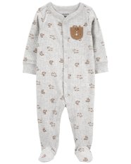 CARTER'S Sleep&Play szary kombinezon zapinany na zatrzaski w zwierzęcy wzór, rozmiar 6m. 68