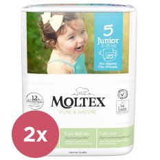 2x MOLTEX Pure&Nature πάνες μίας χρήσης 5 Junior (11-25 kg) 25 τεμ.