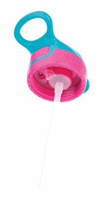 Sticla sport NUBY cu paie pliabila moale 360 ml, roz, 3+