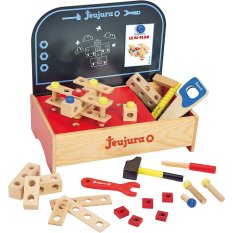 Jeujura Werkbank aus Holz mit Werkzeug zum Bausatz für kleine Handwerker 39 Teile