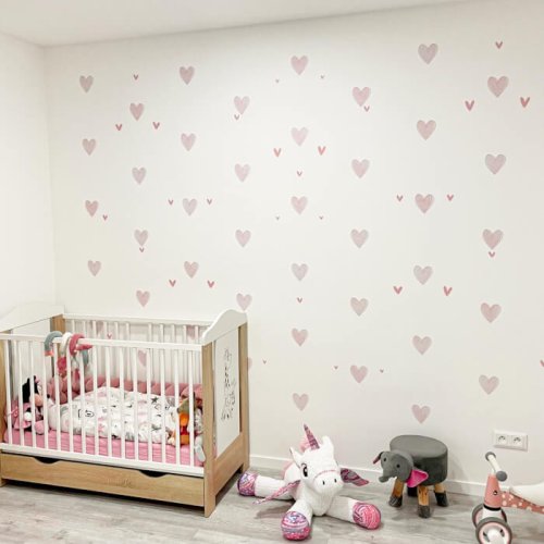 Children's wall stickers - Pink self-adhesive hearts